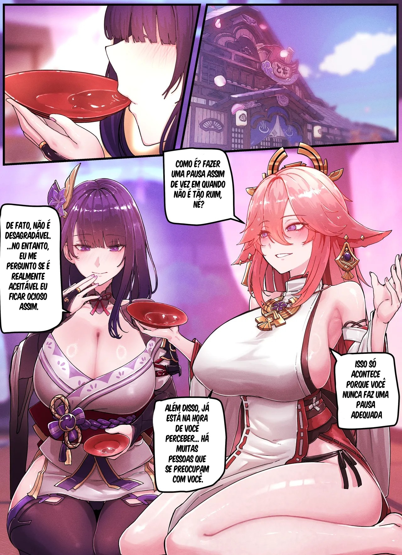 Teyvat Gravure Part 9: Raiden & Miko  Hentai pt-br 02