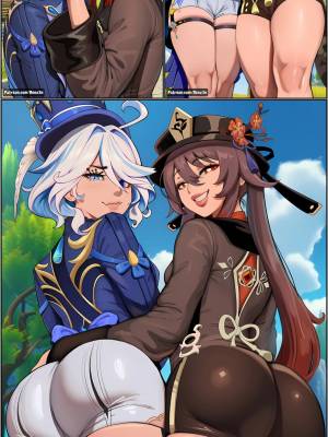 Furina And Hu Tao, Tag Team Threesome Hentai pt-br 02